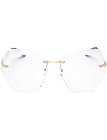 Rimless Designer Women Sunglasses Vintage Rimless Frame Summer Lens Shade Glasses - C2 Transparent - C8199OLAOG5 $7.65