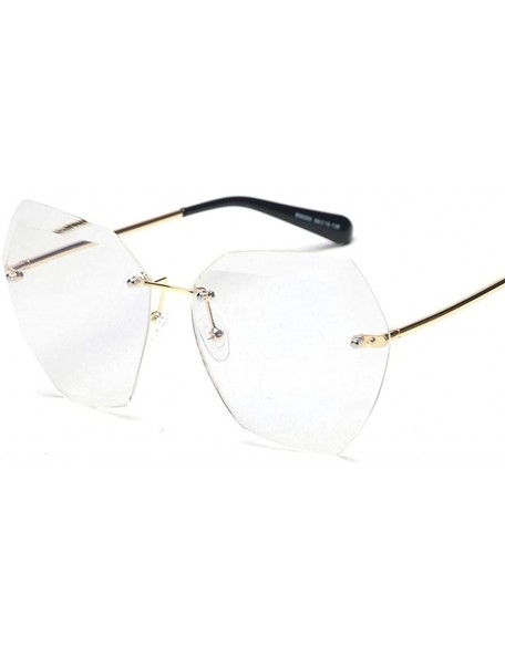 Rimless Designer Women Sunglasses Vintage Rimless Frame Summer Lens Shade Glasses - C2 Transparent - C8199OLAOG5 $7.65