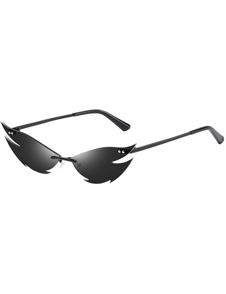Semi-rimless Sunglasses for Women Funny Bat Shape Retro Sunglasses Glasses Eyewear Shades Vintage Irregular Unisex - Blacka -...