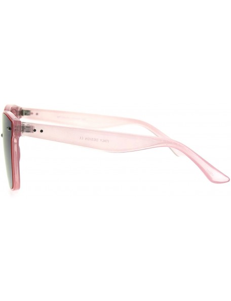 Rectangular Trendy Hipster Panel Lens Horned Rim Color Mirror Sunglasses - Pink Peach - CW185CM06DU $11.37