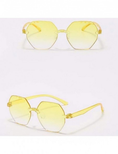 Square Frameless Multilateral Shaped Sunglasses One Piece Candy Colorful Unisex Polarized Sunglasses - Yellow - CB1905AKQA7 $...