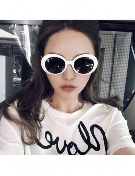 Shield Sunglasses Retro Vintage Unisex Sunglasses Rapper Oval Shades Grunge Glasses - H - C918H3H45A2 $9.71