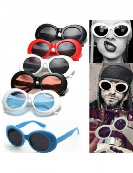 Shield Sunglasses Retro Vintage Unisex Sunglasses Rapper Oval Shades Grunge Glasses - H - C918H3H45A2 $9.71