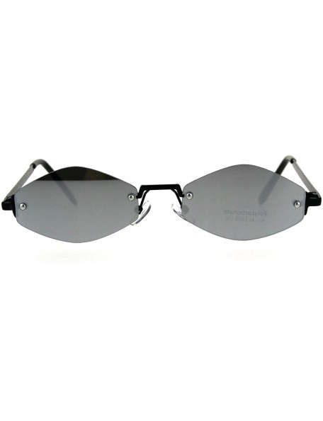 Rimless Womens Hippie Pimp Diamond Shape Rimless Metal Rim Sunglasses - Silver Mirror - CF18D4E2ATI $12.61