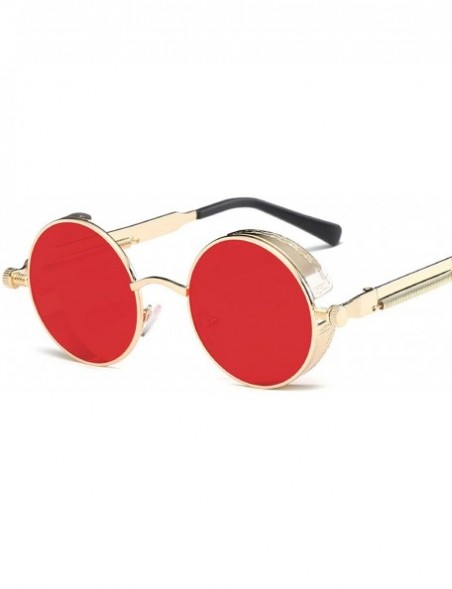 Round 2020 Metal Steampunk Sunglasses Men Women Fashion Round Glasses Vintage UV400 Eyewear - Black Frame Red - CC198AI52KR $...