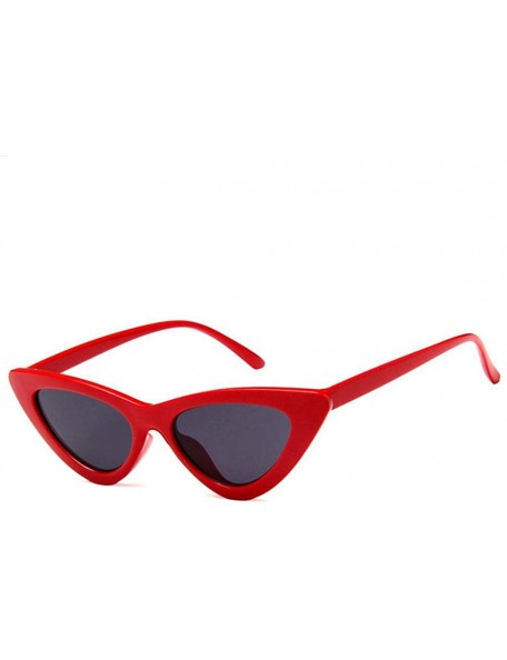 Cat Eye Women Fashion Triangle Cat Eye Sunglasses with Case UV400 Protection Beach - Red Frame/Grey Lens - CQ18WTDYTOC $15.44
