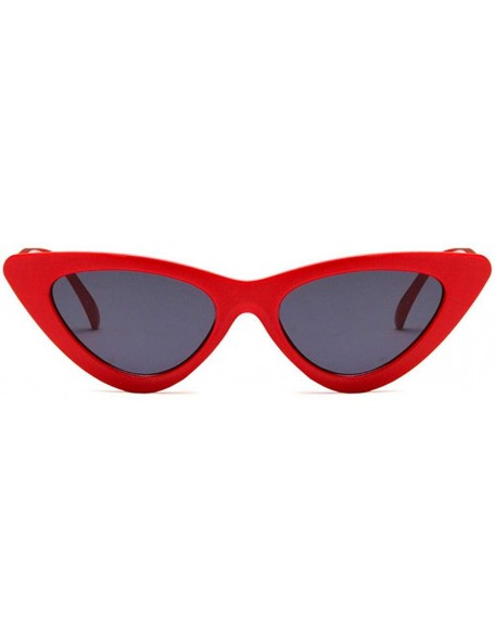 Cat Eye Women Fashion Triangle Cat Eye Sunglasses with Case UV400 Protection Beach - Red Frame/Grey Lens - CQ18WTDYTOC $15.44