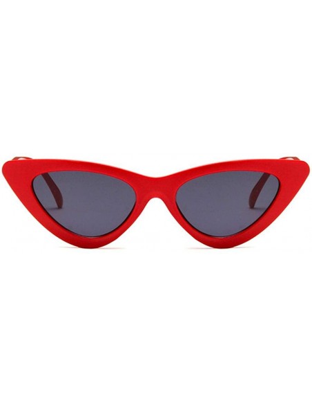 Cat Eye Women Fashion Triangle Cat Eye Sunglasses with Case UV400 Protection Beach - Red Frame/Grey Lens - CQ18WTDYTOC $15.44