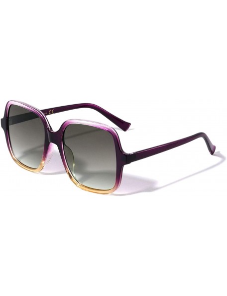 Square Rounded Square Crystal Frame Designer Sunglasses - Purple Yellow - CS19963QDZK $12.02