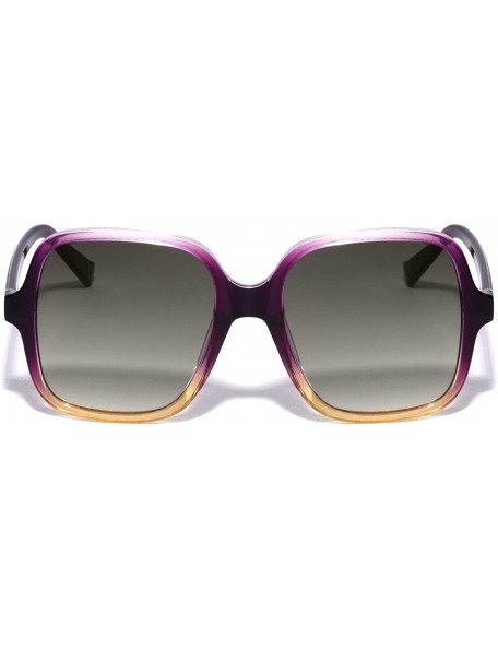 Square Rounded Square Crystal Frame Designer Sunglasses - Purple Yellow - CS19963QDZK $12.02