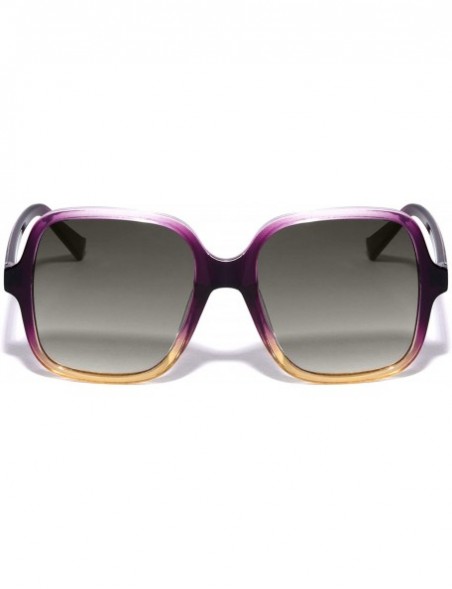 Square Rounded Square Crystal Frame Designer Sunglasses - Purple Yellow - CS19963QDZK $12.02