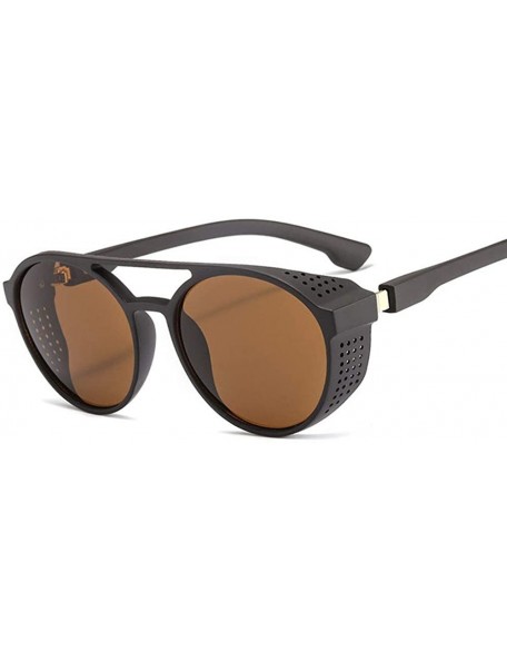 Aviator Man Retro Round Punk Sunglasses - 3 - CZ198OLLHKT $22.01