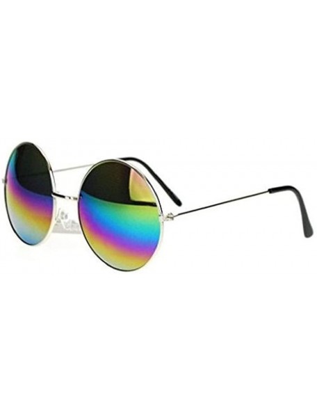 Round 1 Pc Rainbow Mirror Lens Round Circle John Lennon Vintage Style Sunglasses - Choose Color - Silver - CK18NR8L5AC $17.39