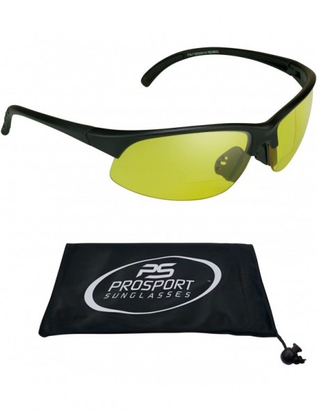Semi-rimless Sport bifocal yellow sunglasses Vision - Black - CU128BCL51D $28.25