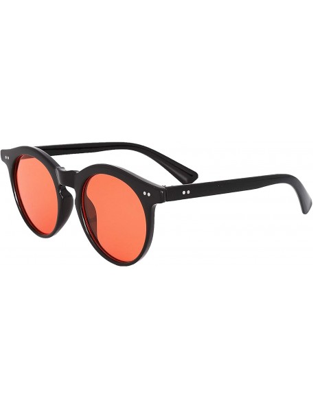 Round Vintage Round Wayfer Women's Sunglasses - Black Frame/Orange Lens - CE18U75UONT $12.66