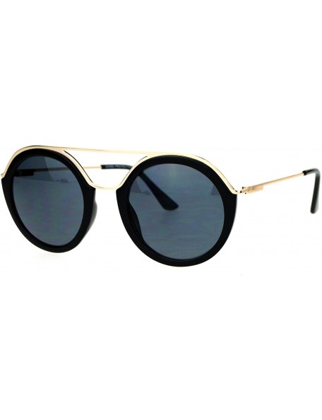 Round Vintage Futurism Retro Racer Pilot Sunglasses - Black Gold - CH12EFCQX8D $10.54