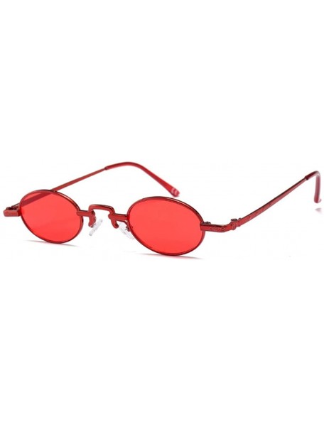 Rimless Unisex Vintage Oval Glasses Small Metal Frames Sunglasses UV400 - Red - C018N6RO6NU $24.37