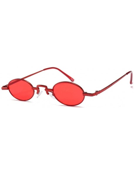 Rimless Unisex Vintage Oval Glasses Small Metal Frames Sunglasses UV400 - Red - C018N6RO6NU $12.74