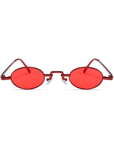 Rimless Unisex Vintage Oval Glasses Small Metal Frames Sunglasses UV400 - Red - C018N6RO6NU $12.74