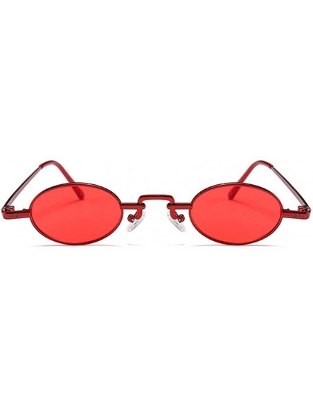 Rimless Unisex Vintage Oval Glasses Small Metal Frames Sunglasses UV400 - Red - C018N6RO6NU $12.74