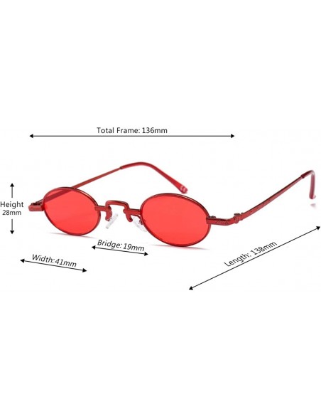 Rimless Unisex Vintage Oval Glasses Small Metal Frames Sunglasses UV400 - Red - C018N6RO6NU $12.74