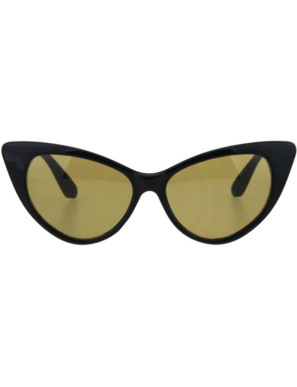 Cat Eye Womens Green Tempered Glass Lens Cat Eye Retro Sunglasses - Black Brown - C618H8IR56L $7.68