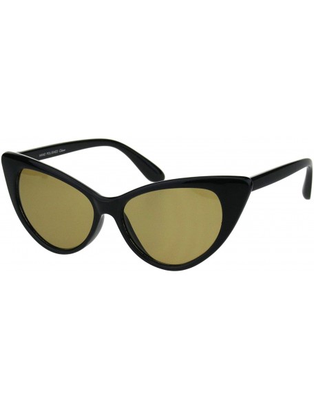 Cat Eye Womens Green Tempered Glass Lens Cat Eye Retro Sunglasses - Black Brown - C618H8IR56L $7.68