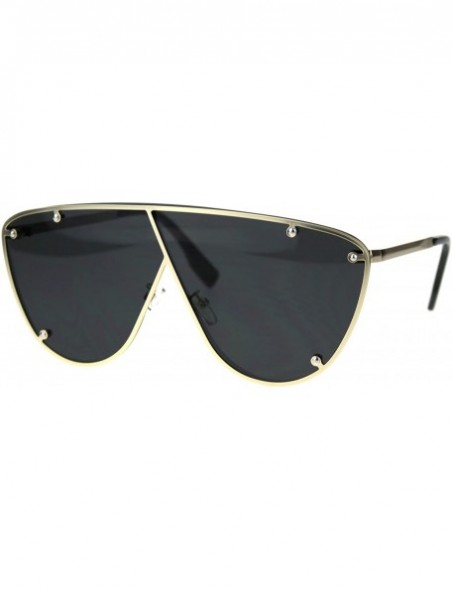 Shield Unisex Robotic Asymetrical Bridge Line Shield Flat Top Racer Sunglasses - Gold Black - CQ18TRCSK3E $13.20