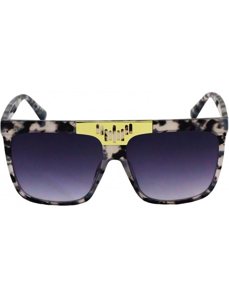 Aviator Oversized Aviator Sunglasses Flat Top Square Vintage Retro Women Fashion Shades - Black Tortoise - C918O8QL3AC $8.78