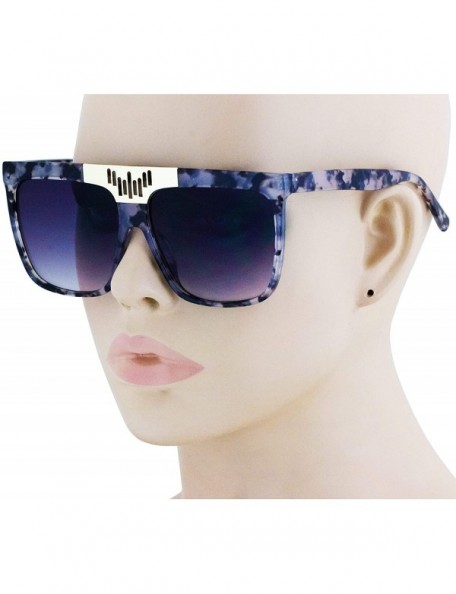 Aviator Oversized Aviator Sunglasses Flat Top Square Vintage Retro Women Fashion Shades - Black Tortoise - C918O8QL3AC $8.78