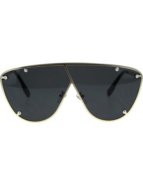 Shield Unisex Robotic Asymetrical Bridge Line Shield Flat Top Racer Sunglasses - Gold Black - CQ18TRCSK3E $13.20