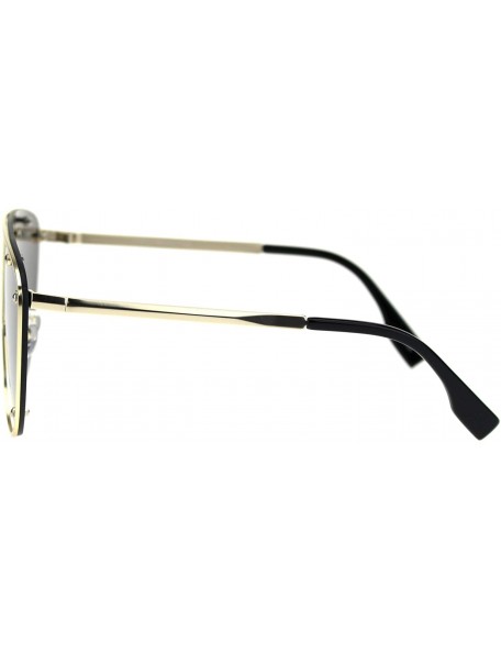 Shield Unisex Robotic Asymetrical Bridge Line Shield Flat Top Racer Sunglasses - Gold Black - CQ18TRCSK3E $13.20