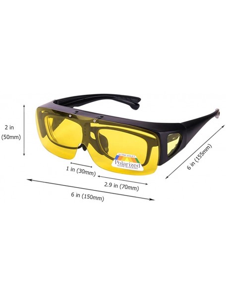 Shield Night Vision Glasses Polarized Fit Over Prescription Flip Up Lens Driving Night Glasses for Men Women - Yellow - CU18N...