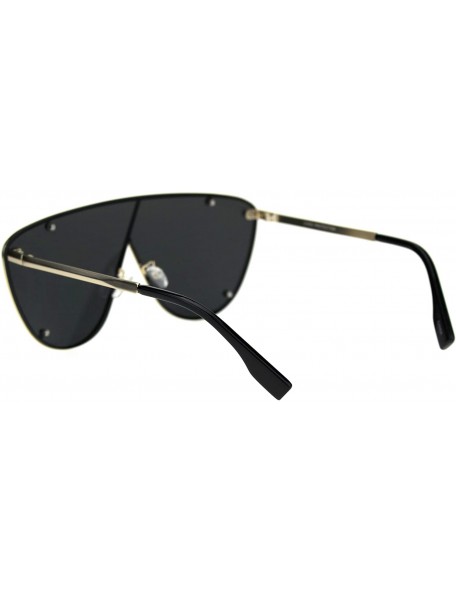 Shield Unisex Robotic Asymetrical Bridge Line Shield Flat Top Racer Sunglasses - Gold Black - CQ18TRCSK3E $13.20