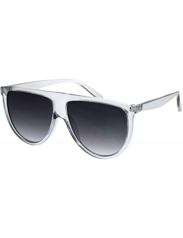 Oversized Mens Flat Top Mobster Oversize Plastic Retro Sunglasses - Clear Smoke - CK18K0Q0X2G $9.59