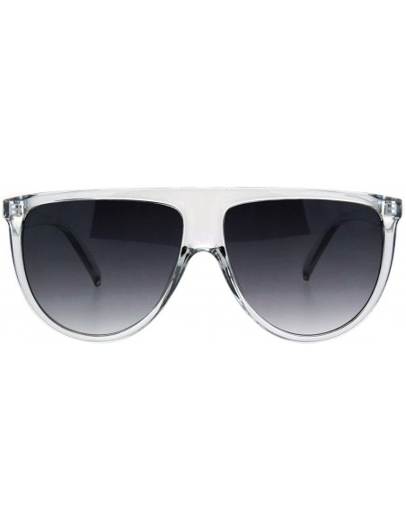 Oversized Mens Flat Top Mobster Oversize Plastic Retro Sunglasses - Clear Smoke - CK18K0Q0X2G $9.59