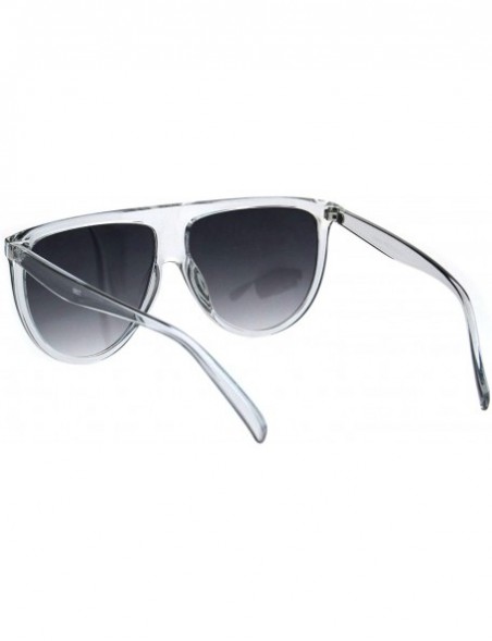 Oversized Mens Flat Top Mobster Oversize Plastic Retro Sunglasses - Clear Smoke - CK18K0Q0X2G $9.59