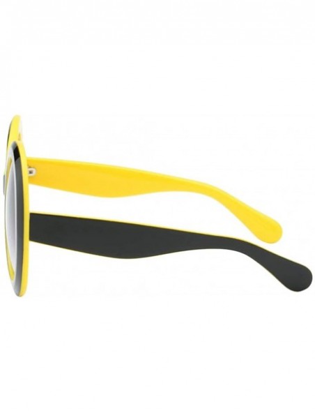 Round Futuristic Oversize Round Sunglasses - Black Yellow Frame Gradient Gray Lens - C518ADMNRQ0 $25.66