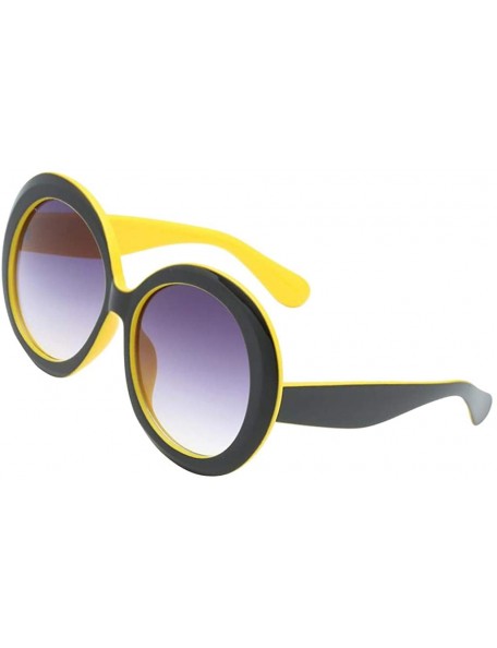 Round Futuristic Oversize Round Sunglasses - Black Yellow Frame Gradient Gray Lens - C518ADMNRQ0 $11.61