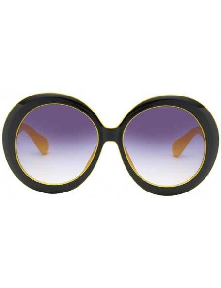 Round Futuristic Oversize Round Sunglasses - Black Yellow Frame Gradient Gray Lens - C518ADMNRQ0 $25.66