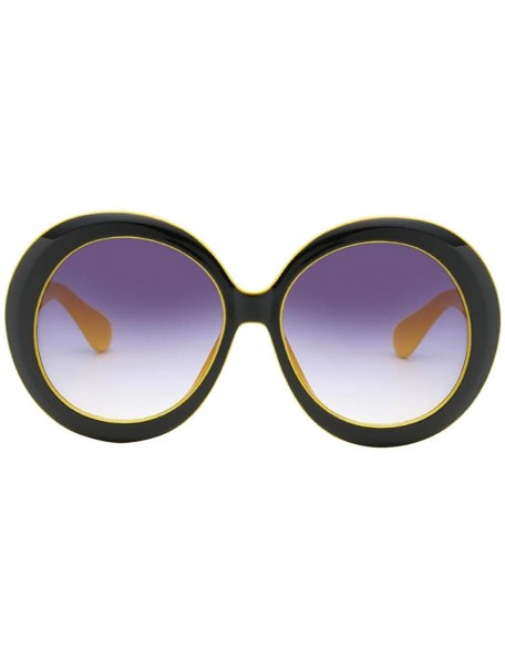 Round Futuristic Oversize Round Sunglasses - Black Yellow Frame Gradient Gray Lens - C518ADMNRQ0 $11.61