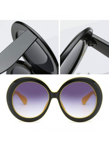 Round Futuristic Oversize Round Sunglasses - Black Yellow Frame Gradient Gray Lens - C518ADMNRQ0 $11.61