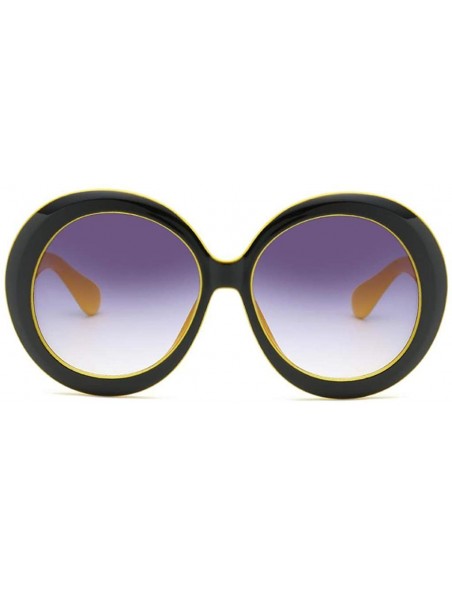 Round Futuristic Oversize Round Sunglasses - Black Yellow Frame Gradient Gray Lens - C518ADMNRQ0 $11.61