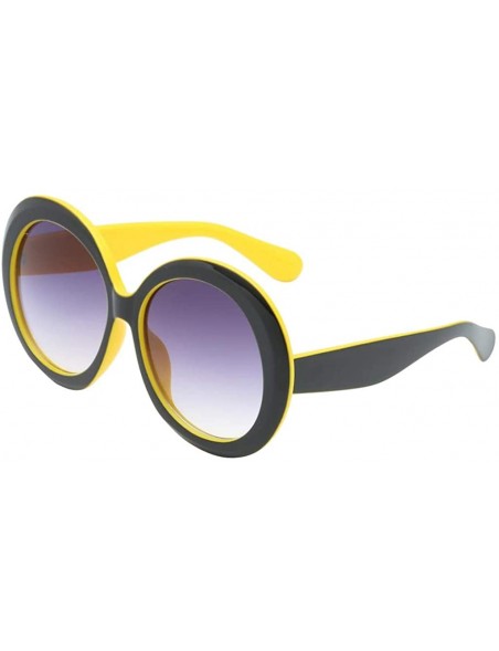 Round Futuristic Oversize Round Sunglasses - Black Yellow Frame Gradient Gray Lens - C518ADMNRQ0 $11.61