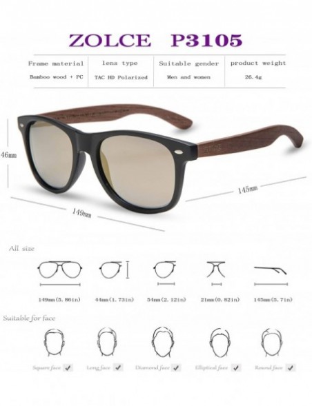 Rectangular Zebra Wood Sunglasses for Men and Women-Wooden Bamboo Frame Package-Classic Vintage 100% UV Polarized Sun Glasses...