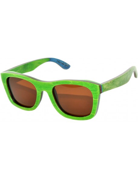 Wayfarer Wood Vintage 100% Polarized Sunglasses Retro Design - Skate-green_brown_lens - C811VWWLGHD $39.37