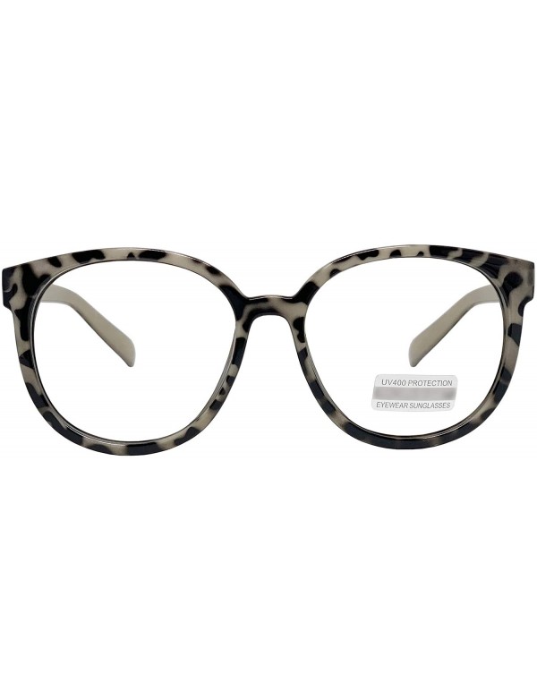 Oval Oversized Big Round Horn Rimmed Eye Glasses Clear Lens Oval Frame Non Prescription - Beige Leopard 92815 - CS18DNZ59HS $...