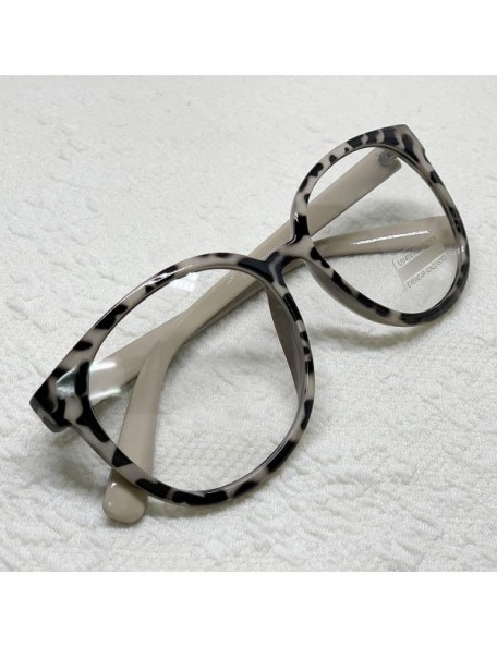 Oval Oversized Big Round Horn Rimmed Eye Glasses Clear Lens Oval Frame Non Prescription - Beige Leopard 92815 - CS18DNZ59HS $...