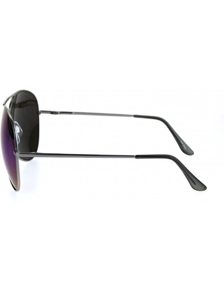Oversized Oversize Color Mirror Metal Rim Pilots Sunglasses - Silver Teal - C3184YC9792 $11.95