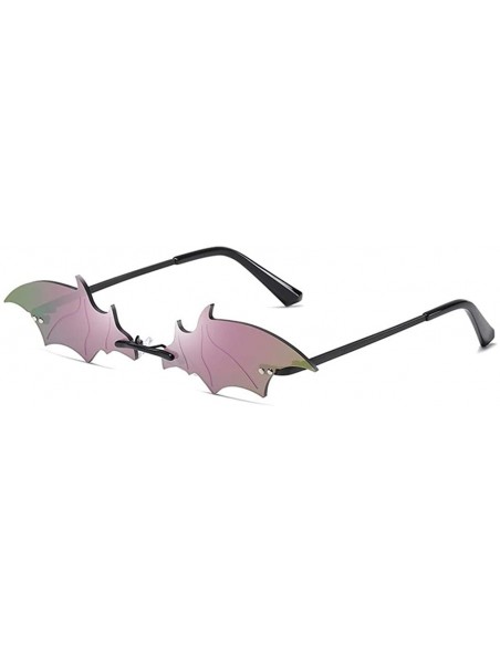 Rimless Bat Sunglasses for Women Rimless Wing Sun Glasses Shades UV400 - C4 Black Purple - CJ1902S94RS $13.58